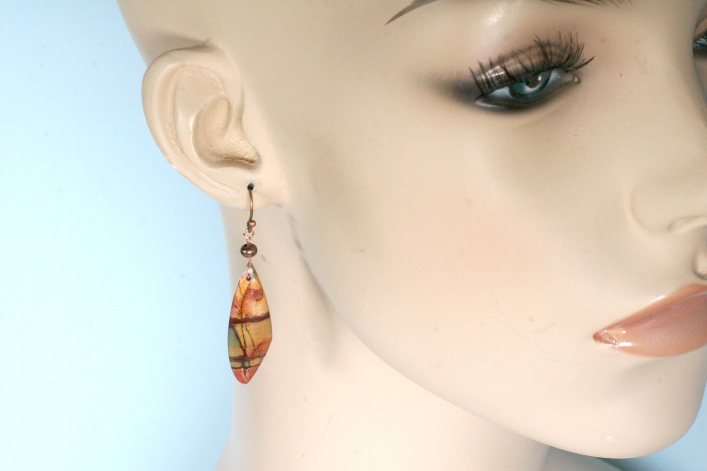 Red Creek Jasper Dangle Earrings, Rustic Earthy Jewelry, Handmade