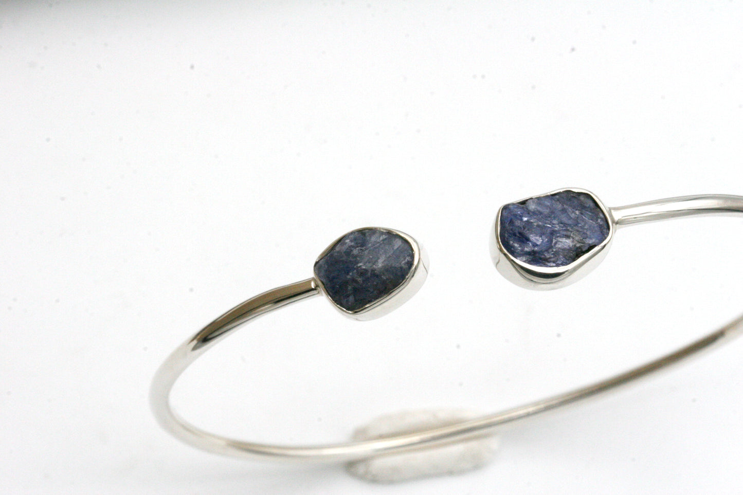 Raw Sapphire Sterling Silver Cuff Bracele, September Birthstone Jewelry