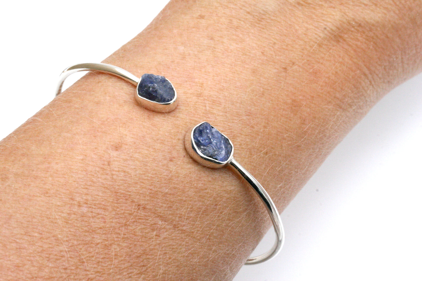 Raw Sapphire Sterling Silver Cuff Bracele, September Birthstone Jewelry