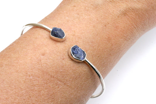Raw Sapphire Sterling Silver Cuff Bracele, September Birthstone Jewelry