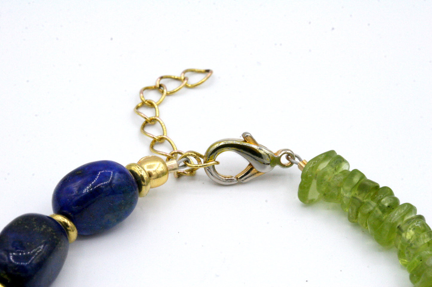Bracelet perles Lapis Lazuli, Péridot et Grenat