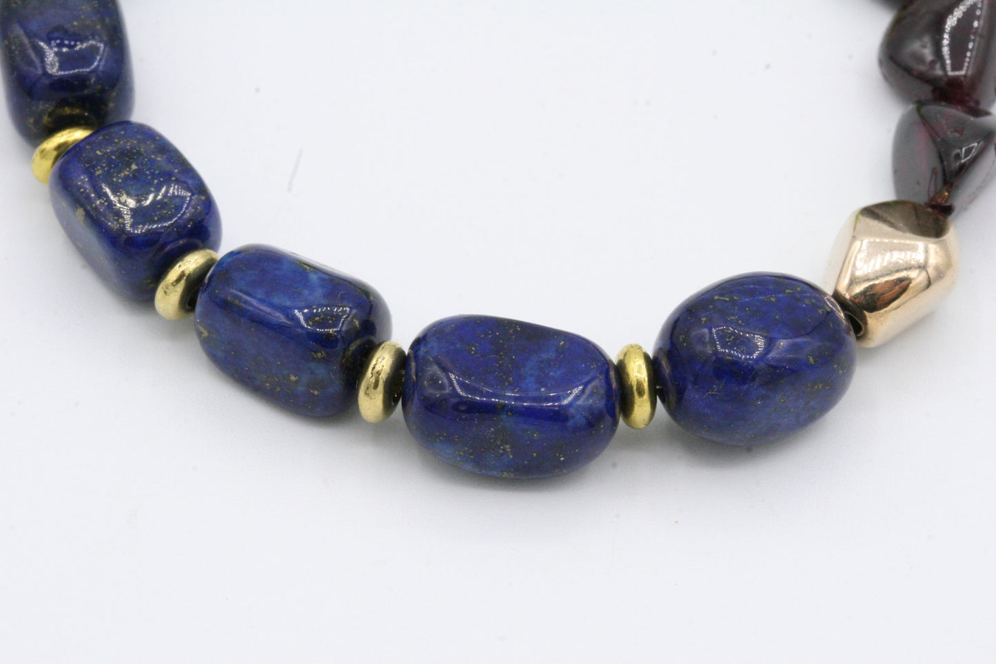 Bracelet perles Lapis Lazuli, Péridot et Grenat