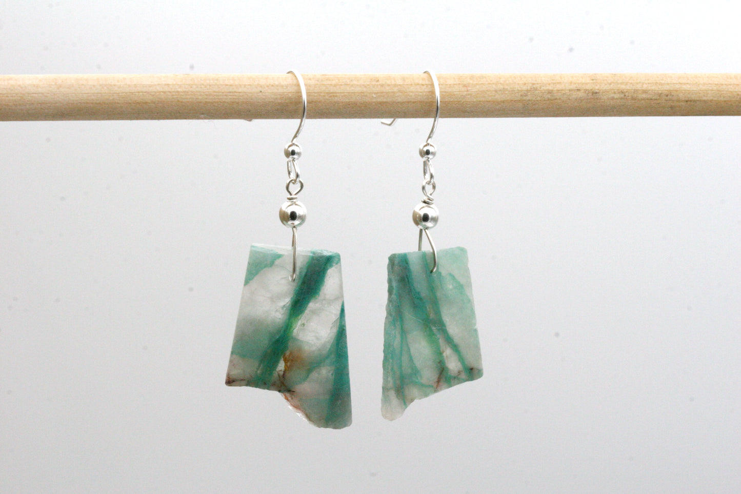 Boucles d'oreilles en chrysocolle et quartz avec argent sterling