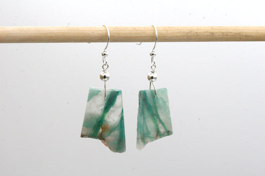 Boucles d'oreilles en chrysocolle et quartz avec argent sterling