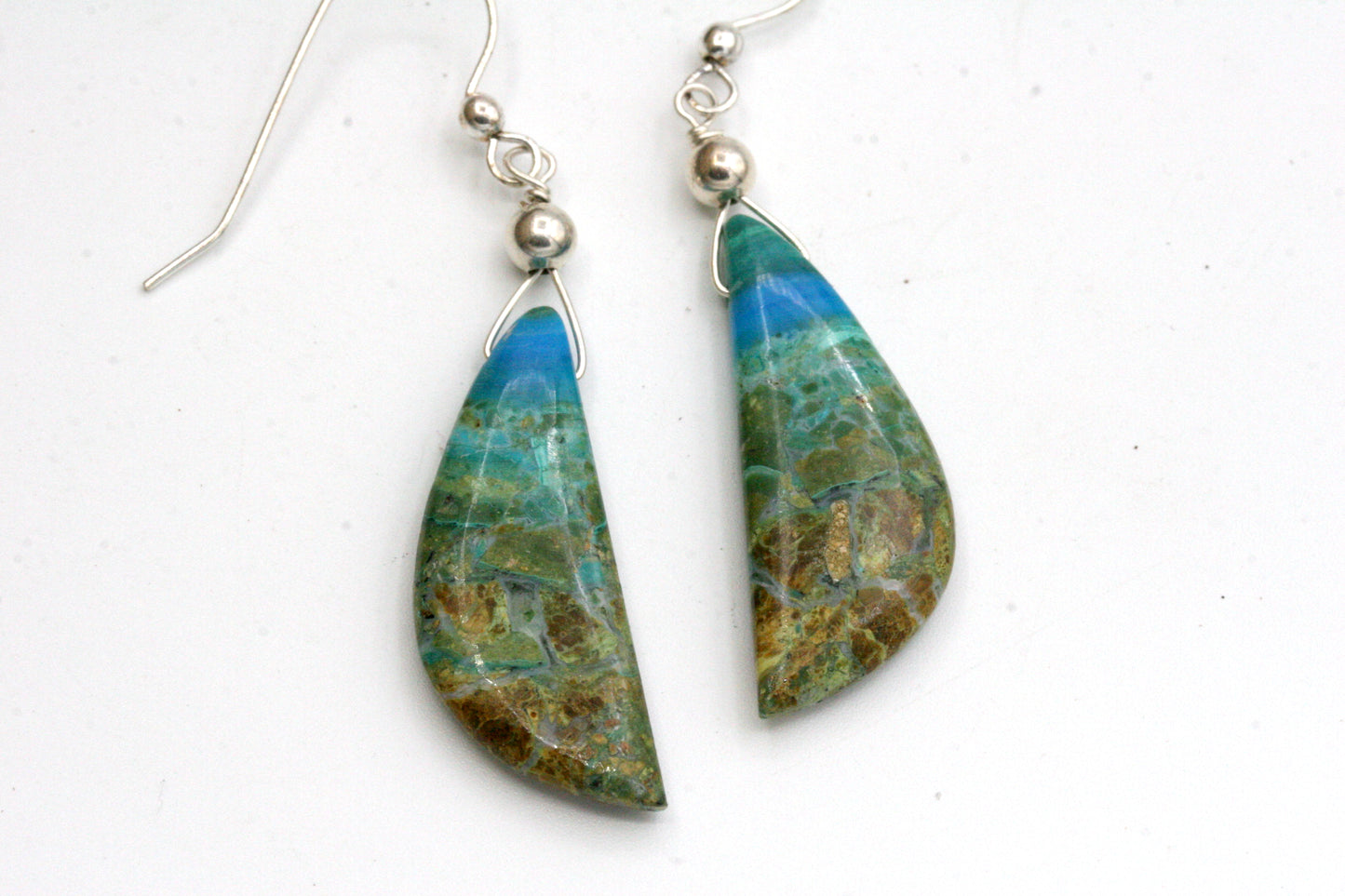 Blue Opal Petrified Wood Earrings