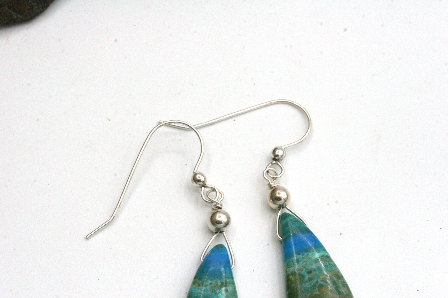 Blue Opal Petrified Wood Earrings
