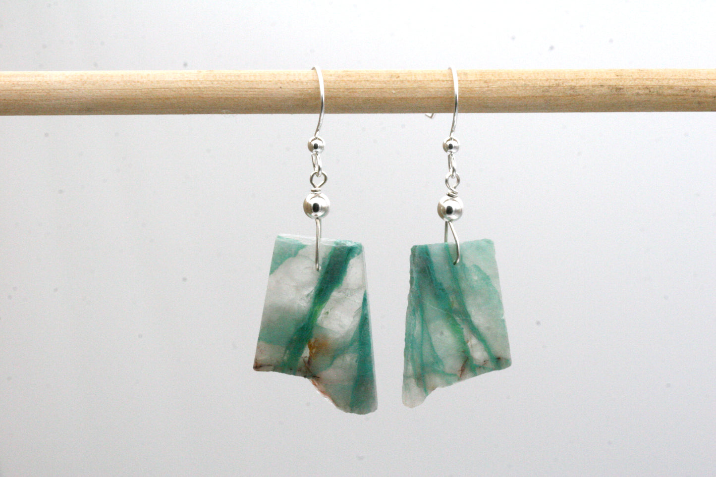 Boucles d'oreilles en chrysocolle et quartz avec argent sterling