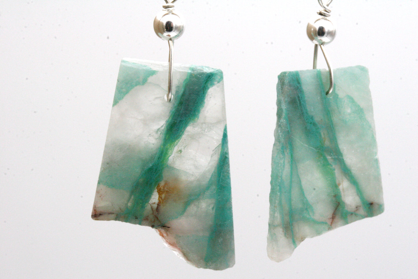 Boucles d'oreilles en chrysocolle et quartz avec argent sterling