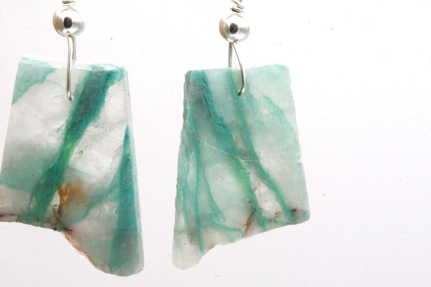 Boucles d'oreilles en chrysocolle et quartz avec argent sterling