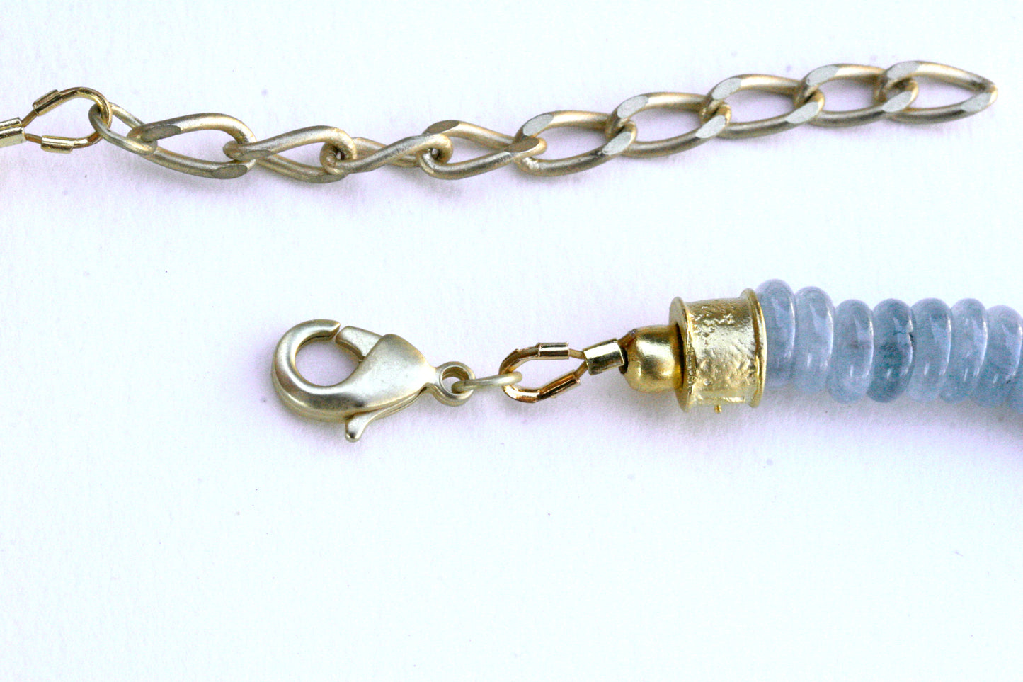 Pastel Beaded Gemstone Necklace, Jade with Gold Vermeil Beads