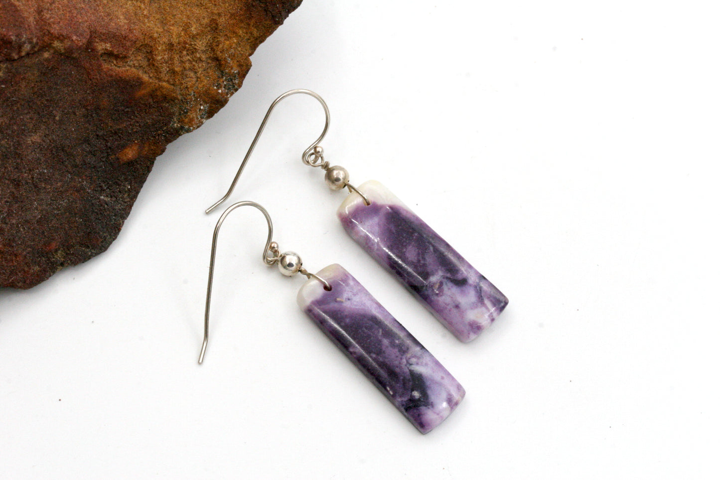 Purple Opal earrings with Sterling Silver