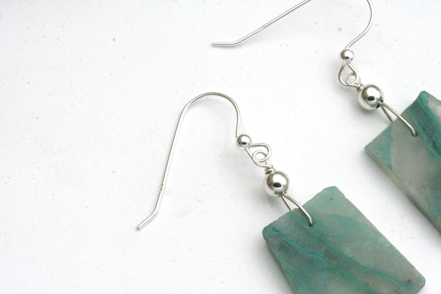 Boucles d'oreilles en chrysocolle et quartz avec argent sterling
