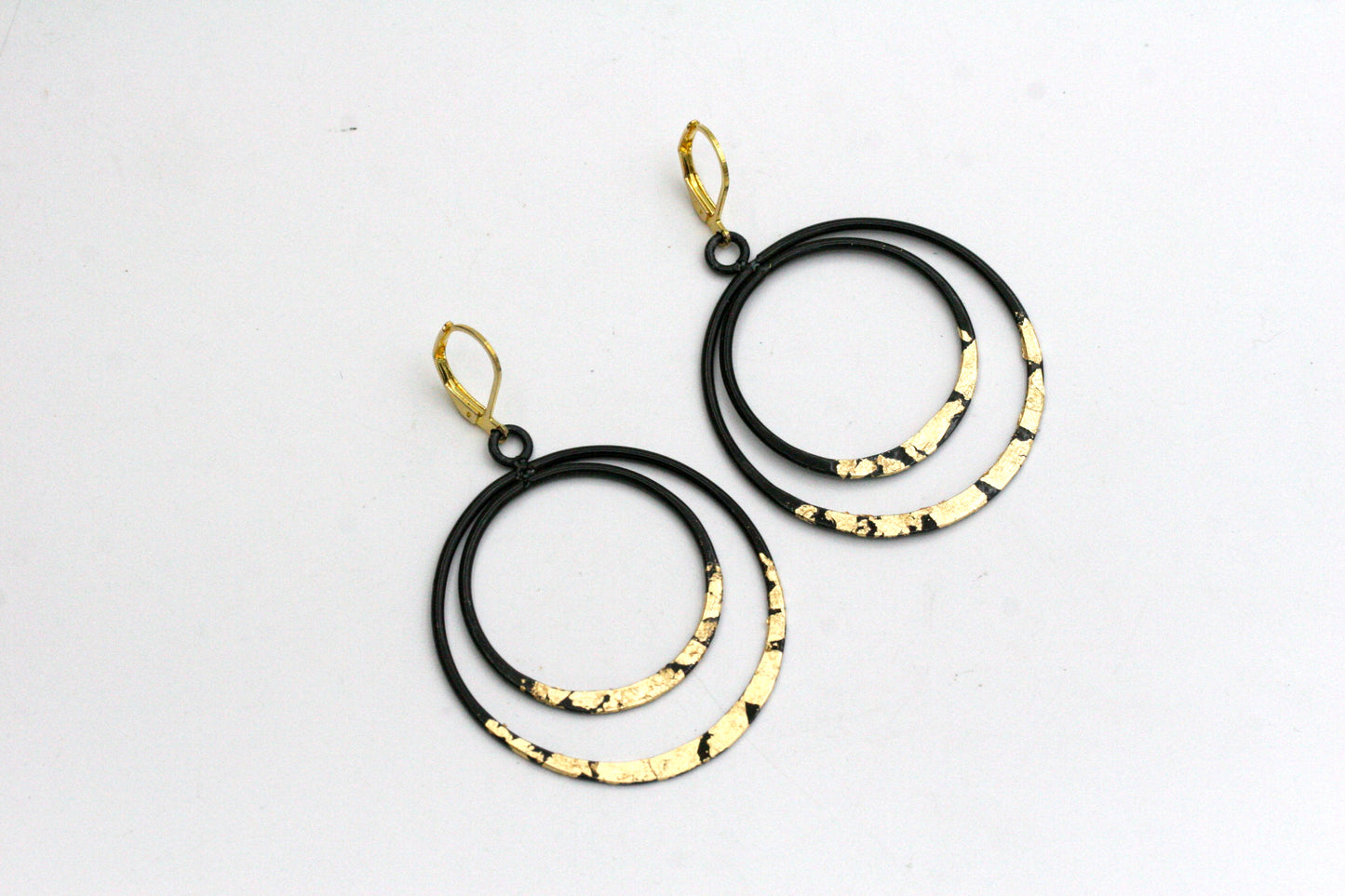 Iron Hoop Earrings with Gold Accents, Keum Boo