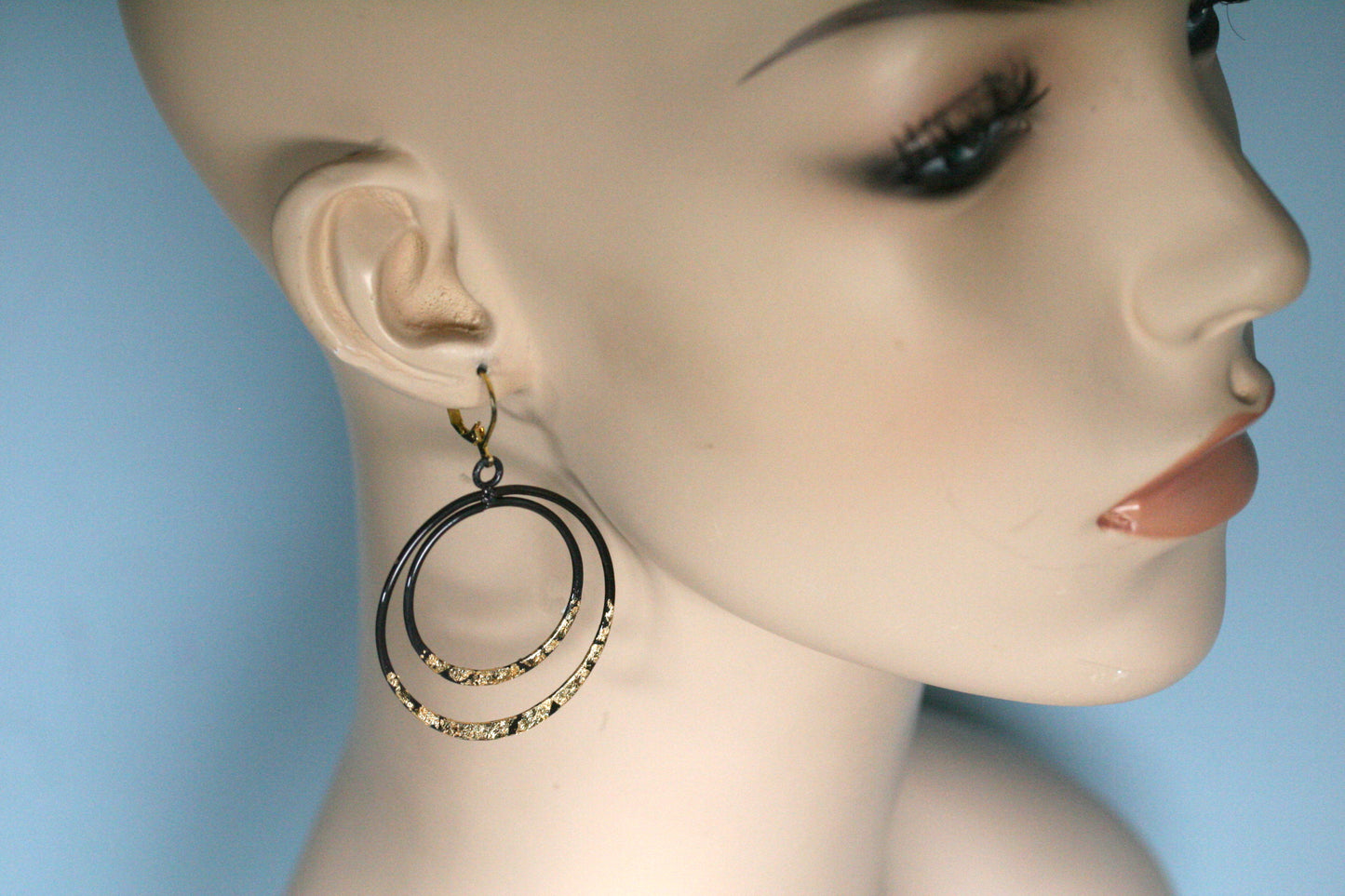 Iron Hoop Earrings with Gold Accents, Keum Boo