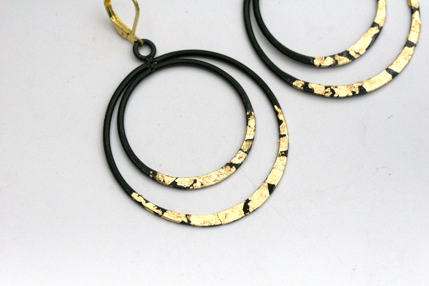 Iron Hoop Earrings with Gold Accents, Keum Boo