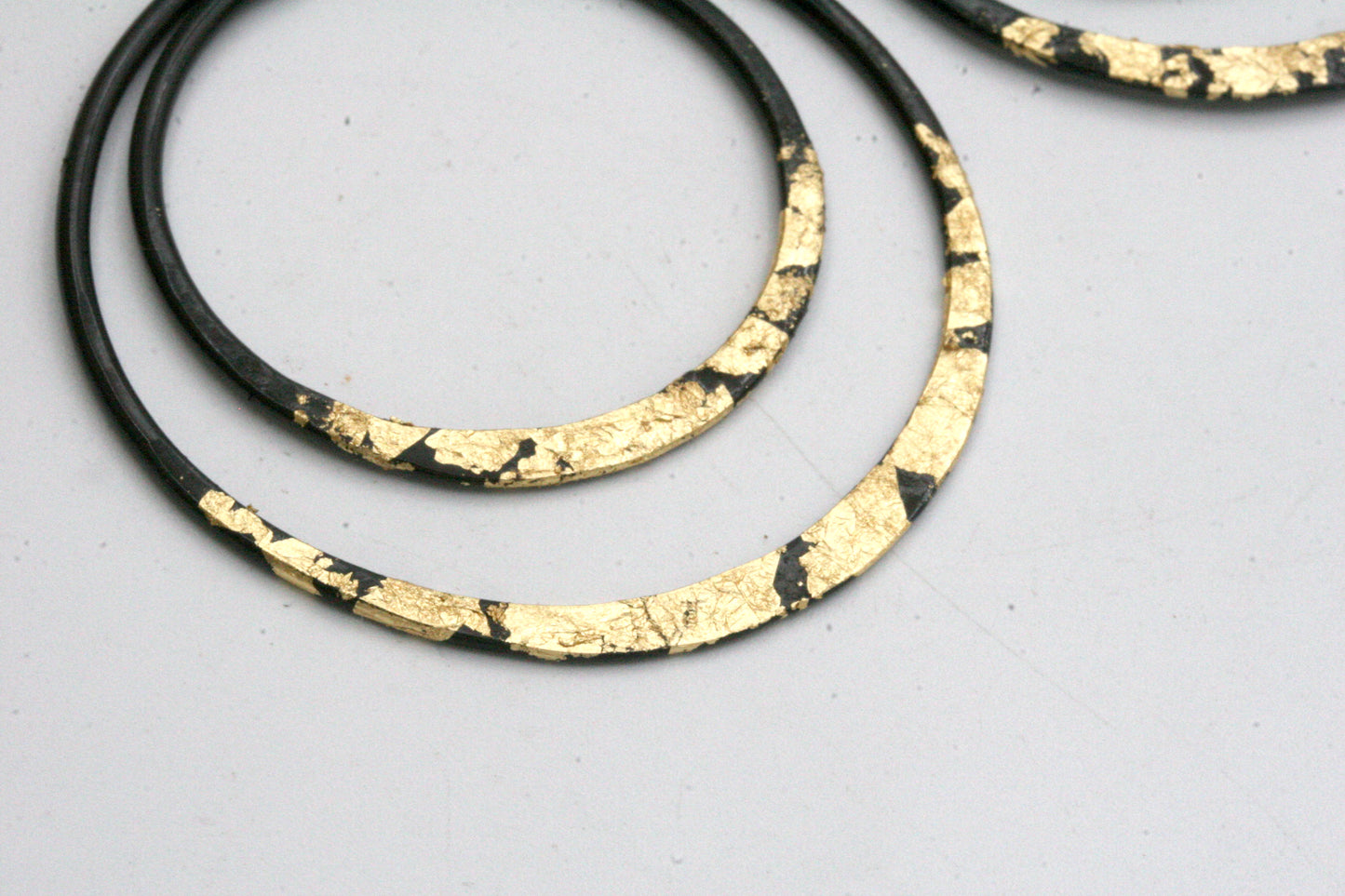 Iron Hoop Earrings with Gold Accents, Keum Boo