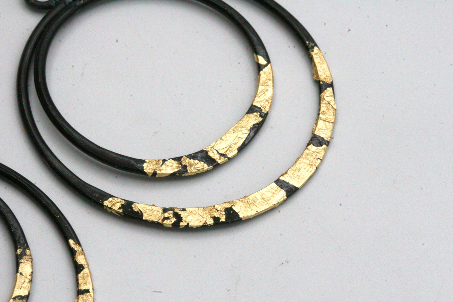 Iron Hoop Earrings with Gold Accents, Keum Boo