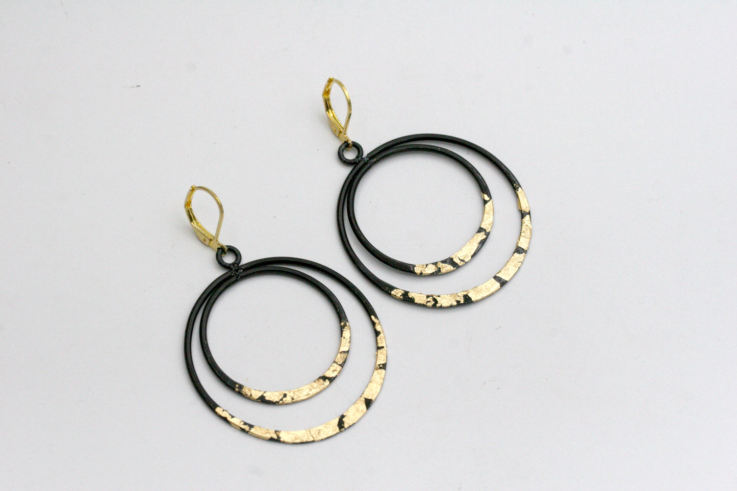 Iron Hoop Earrings with Gold Accents, Keum Boo
