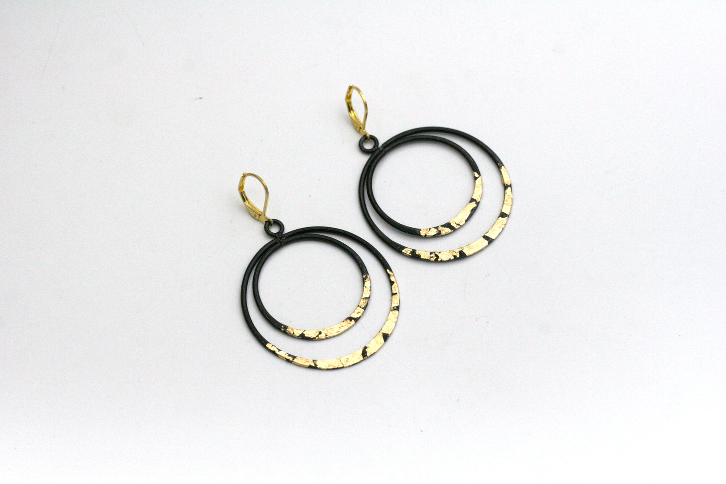 Iron Hoop Earrings with Gold Accents, Keum Boo