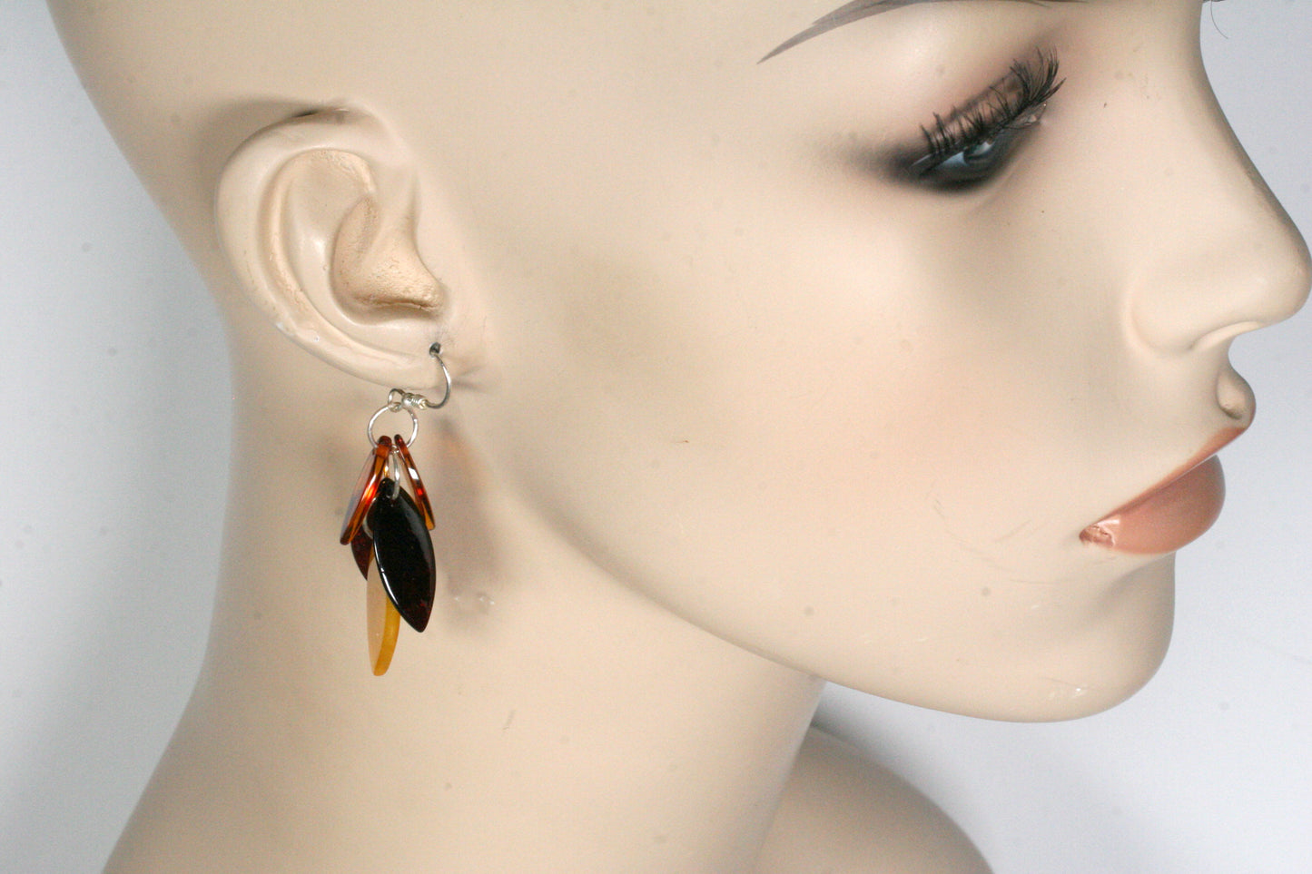 Baltic Amber Cascading Leaf Earrings