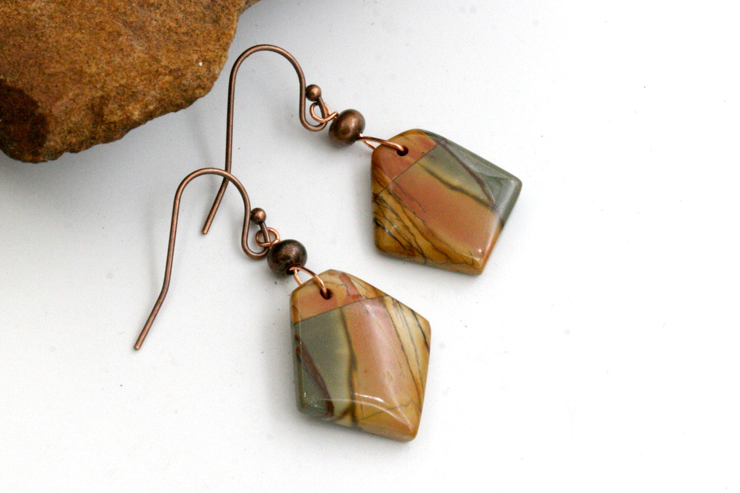 Earth Tone Jasper Earrings, Red Creek Jasper