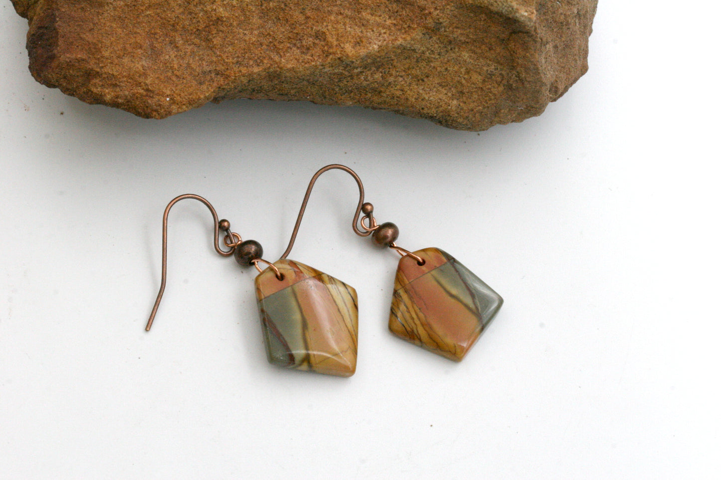 Earth Tone Jasper Earrings, Red Creek Jasper