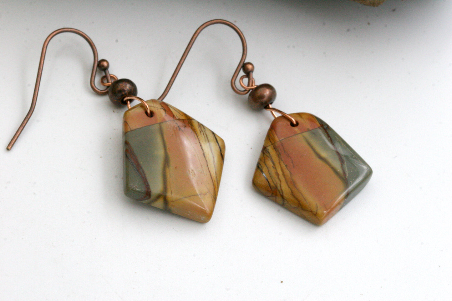 Earth Tone Jasper Earrings, Red Creek Jasper