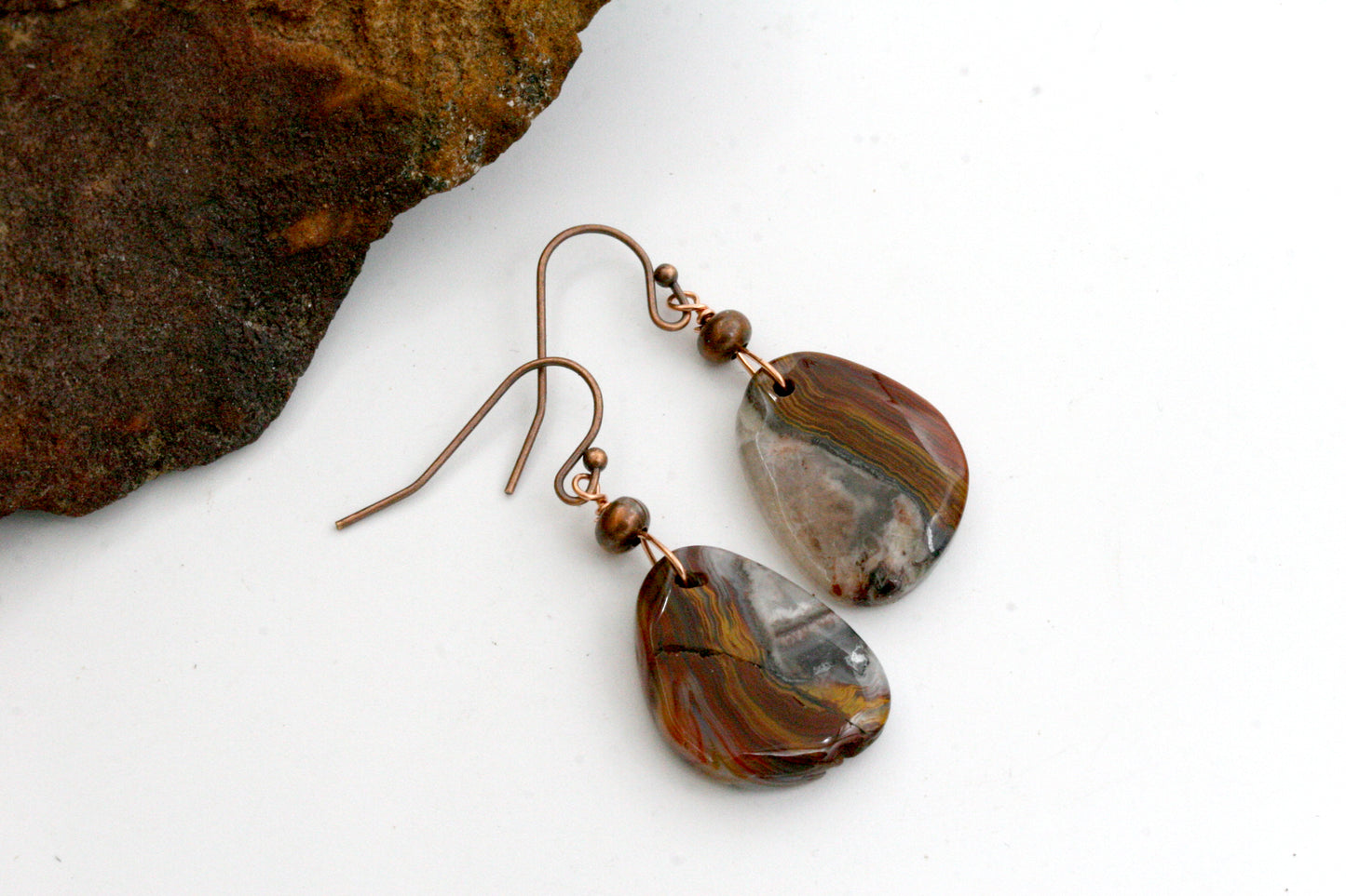 Crazy Lace Agate Earrings – Red Yellow Gemstone