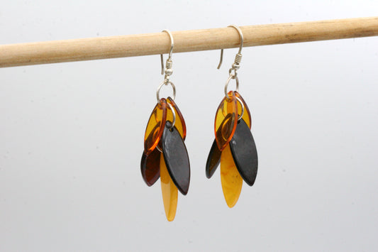 Baltic Amber Cascading Leaf Earrings