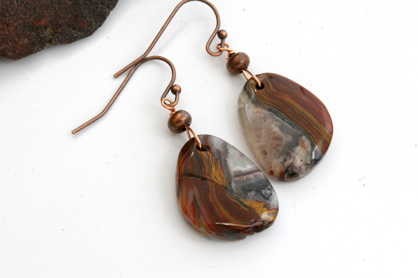 Crazy Lace Agate Earrings – Red Yellow Gemstone