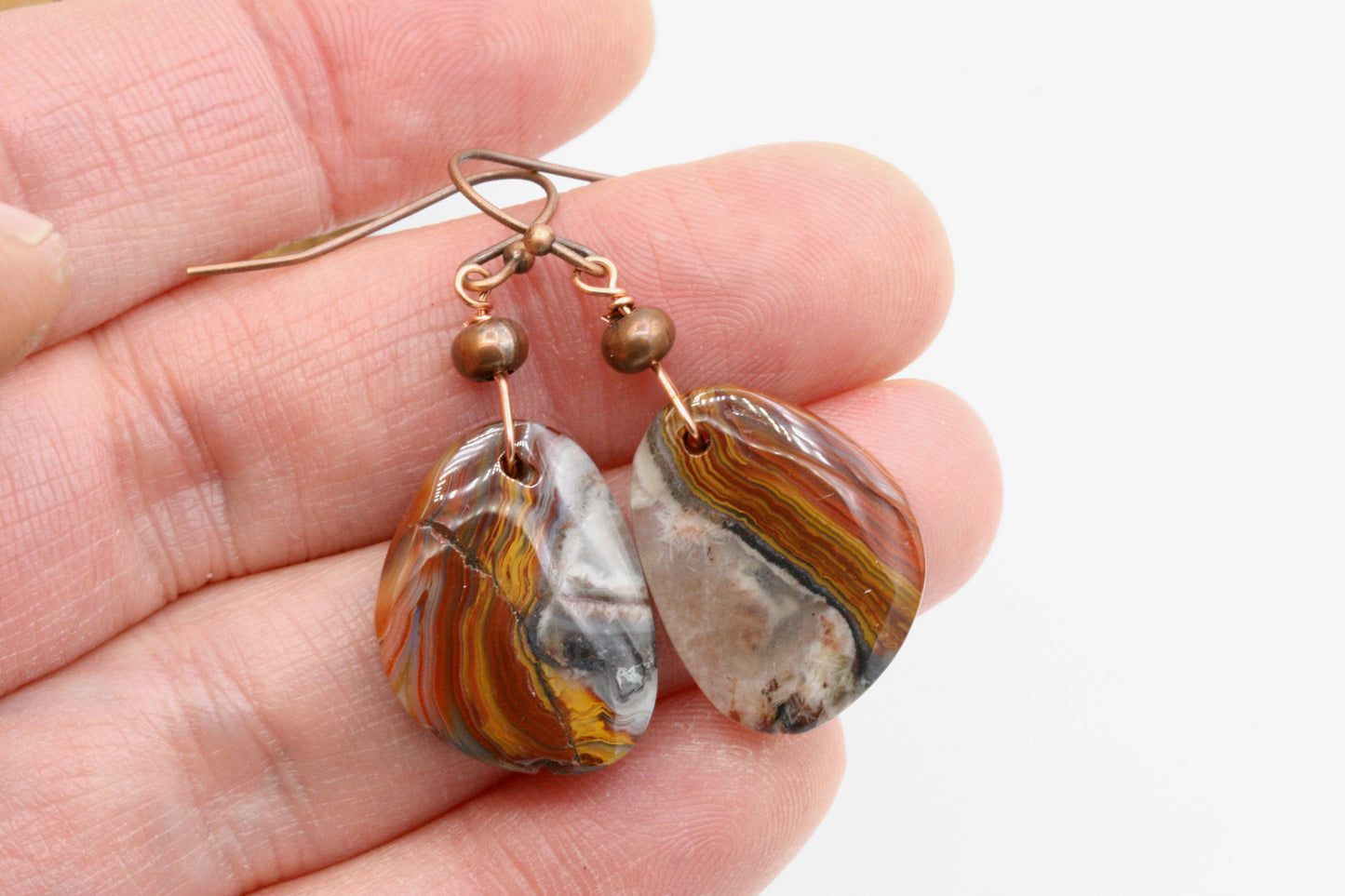 Crazy Lace Agate Earrings – Red Yellow Gemstone