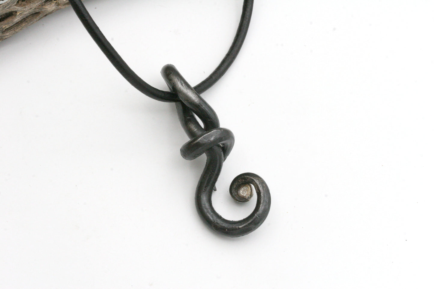 Forged Iron Twist Necklace with Kingman Turquoise
