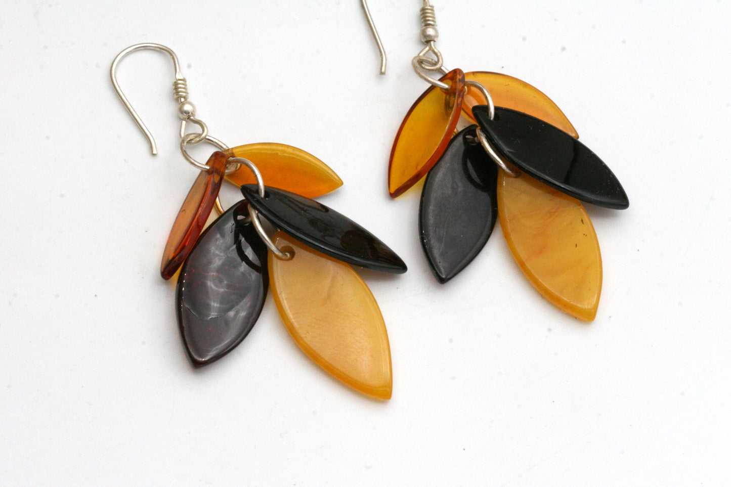 Baltic Amber Cascading Leaf Earrings