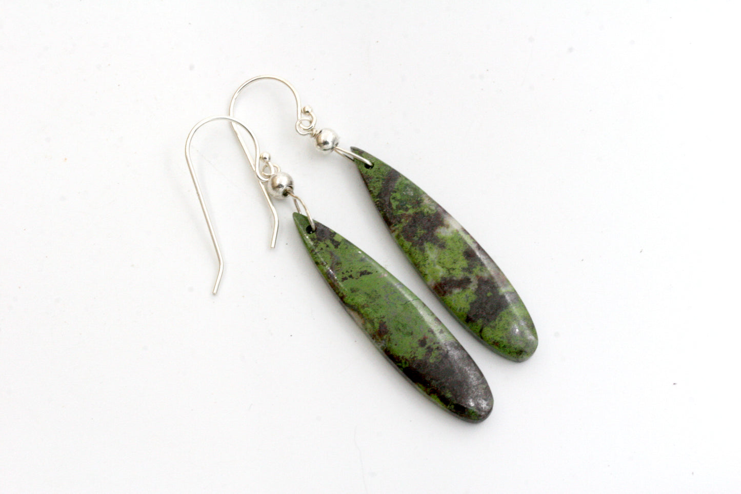 Green Chrysocolla Earrings, Sterling Silver