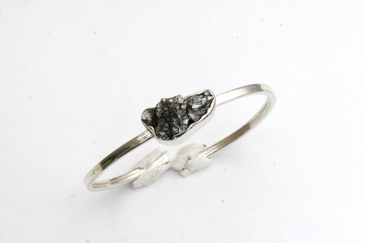 Sterling Silver Meteorite Bracelet - Tension Cuff