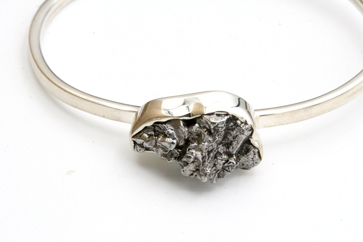Sterling Silver Meteorite Bracelet - Tension Cuff