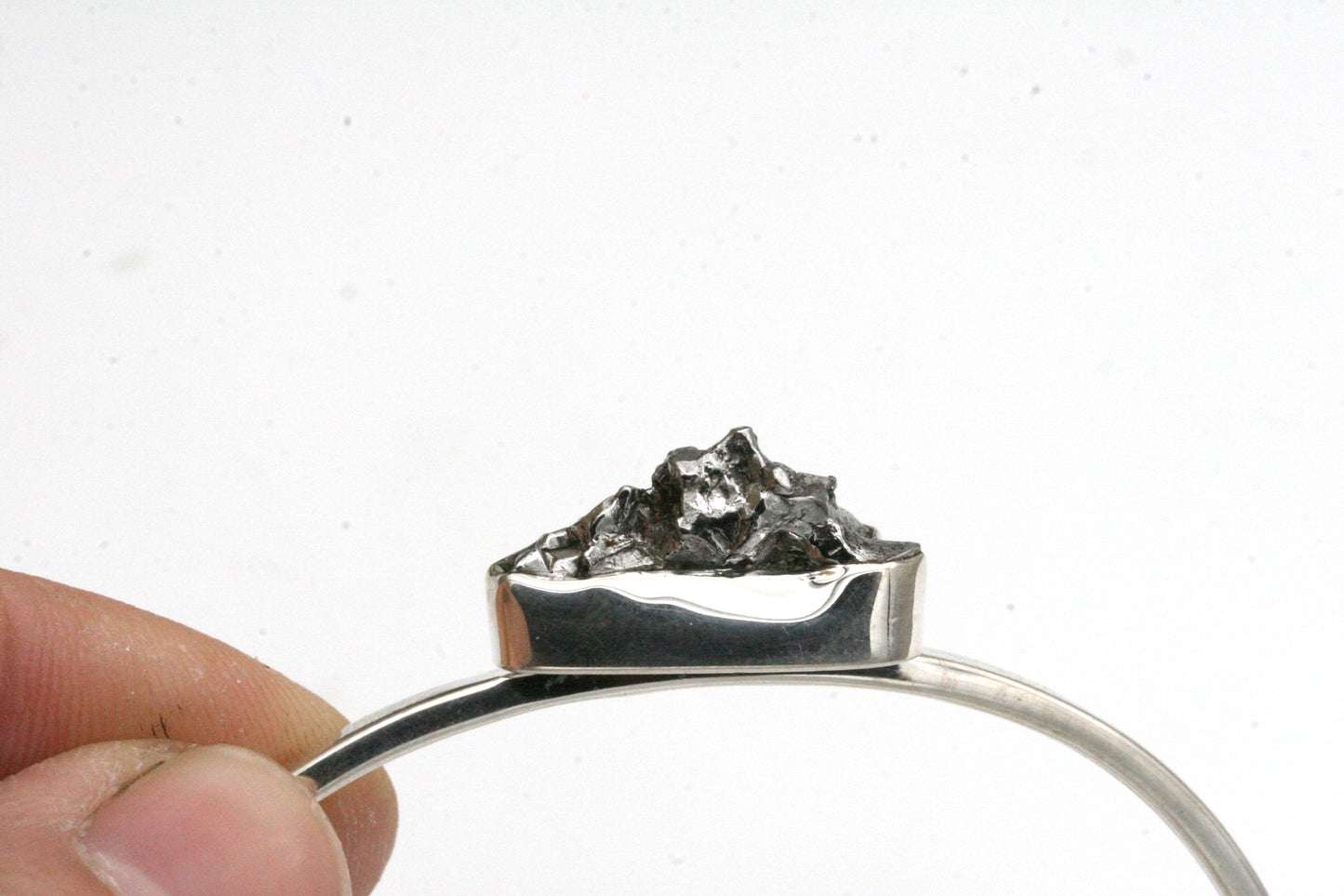 Sterling Silver Meteorite Bracelet - Tension Cuff