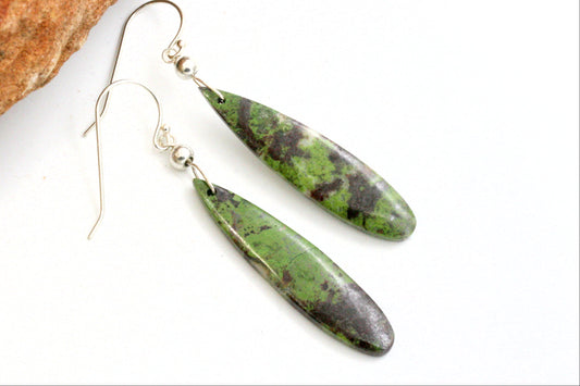 Green Chrysocolla Earrings, Sterling Silver