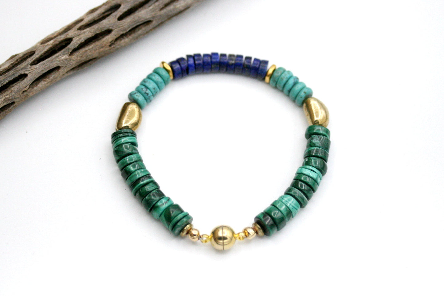 Lapis Lazuli, Turquoise and Malachite Bracelet