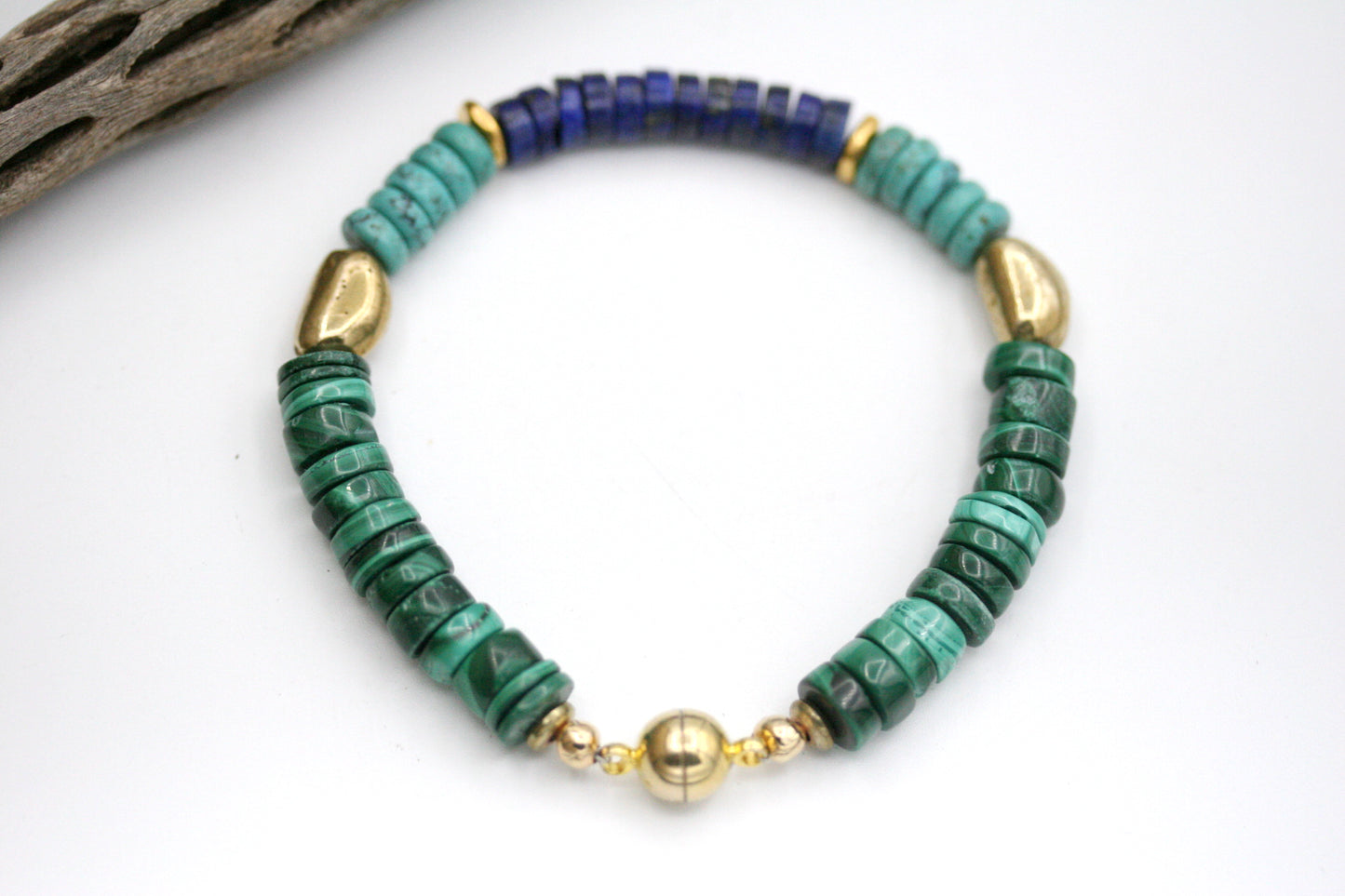 Lapis Lazuli, Turquoise and Malachite Bracelet