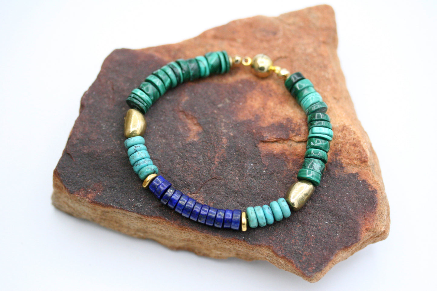 Lapis Lazuli, Turquoise and Malachite Bracelet