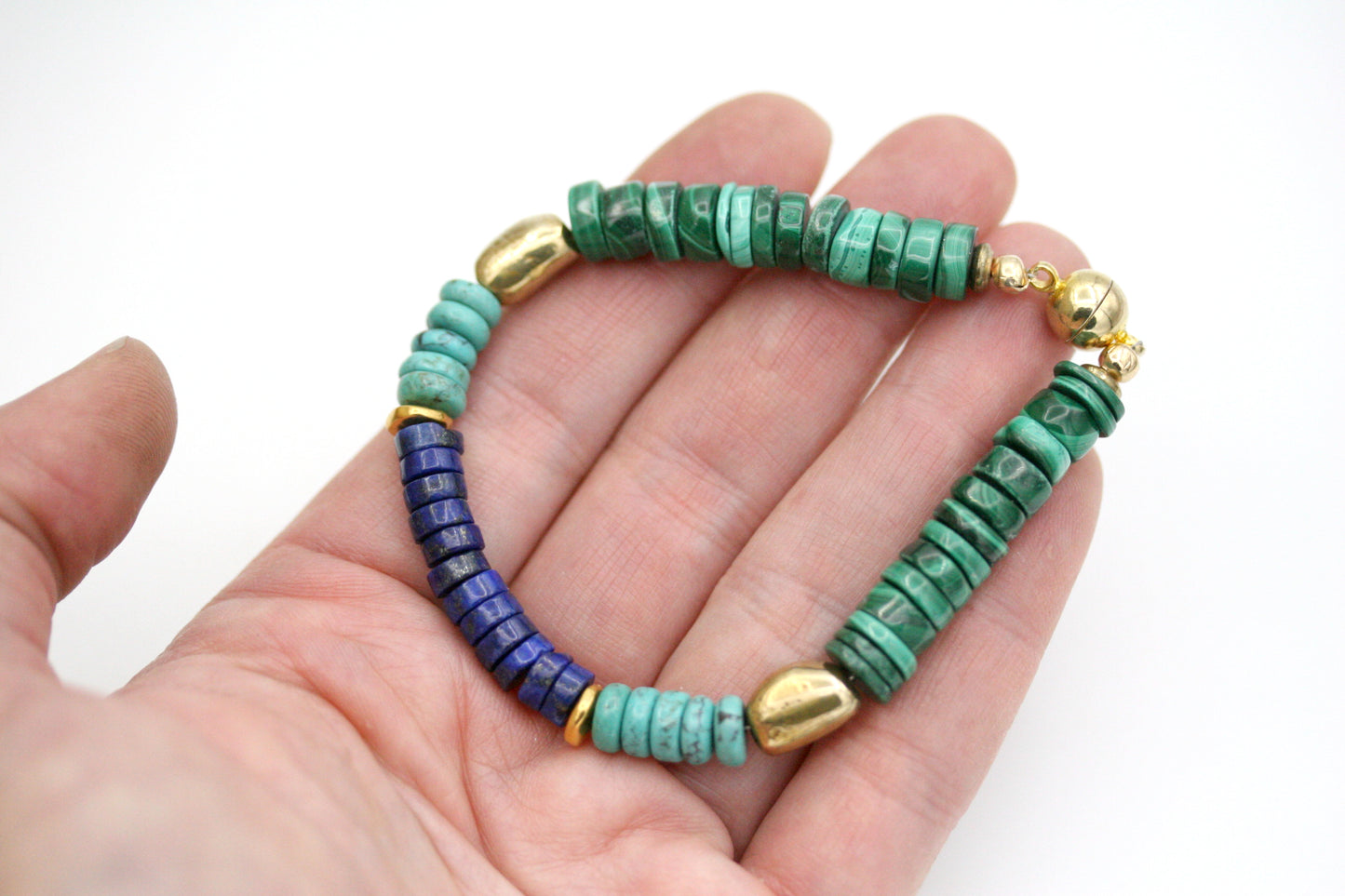 Lapis Lazuli, Turquoise and Malachite Bracelet