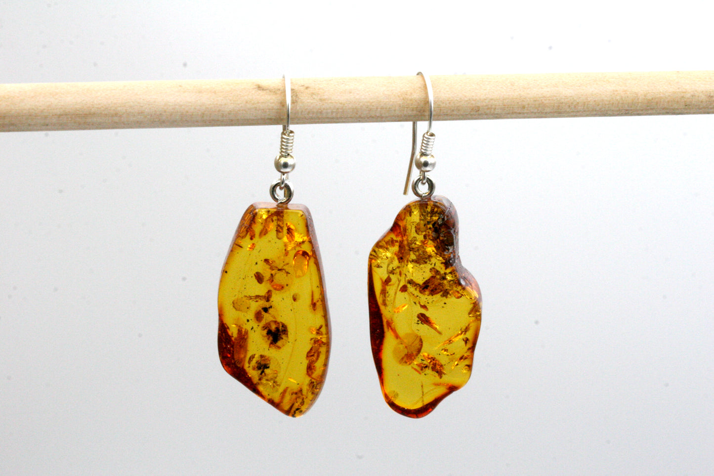 Baltic Amber Slab Earrings – Sterling Silver