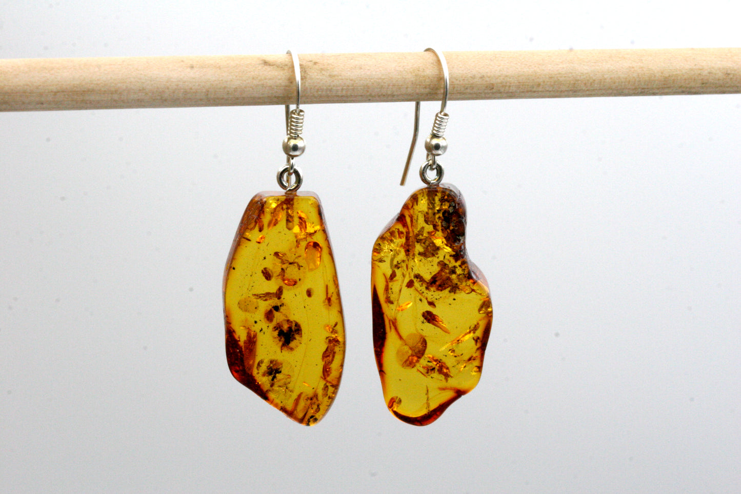 Baltic Amber Slab Earrings – Sterling Silver