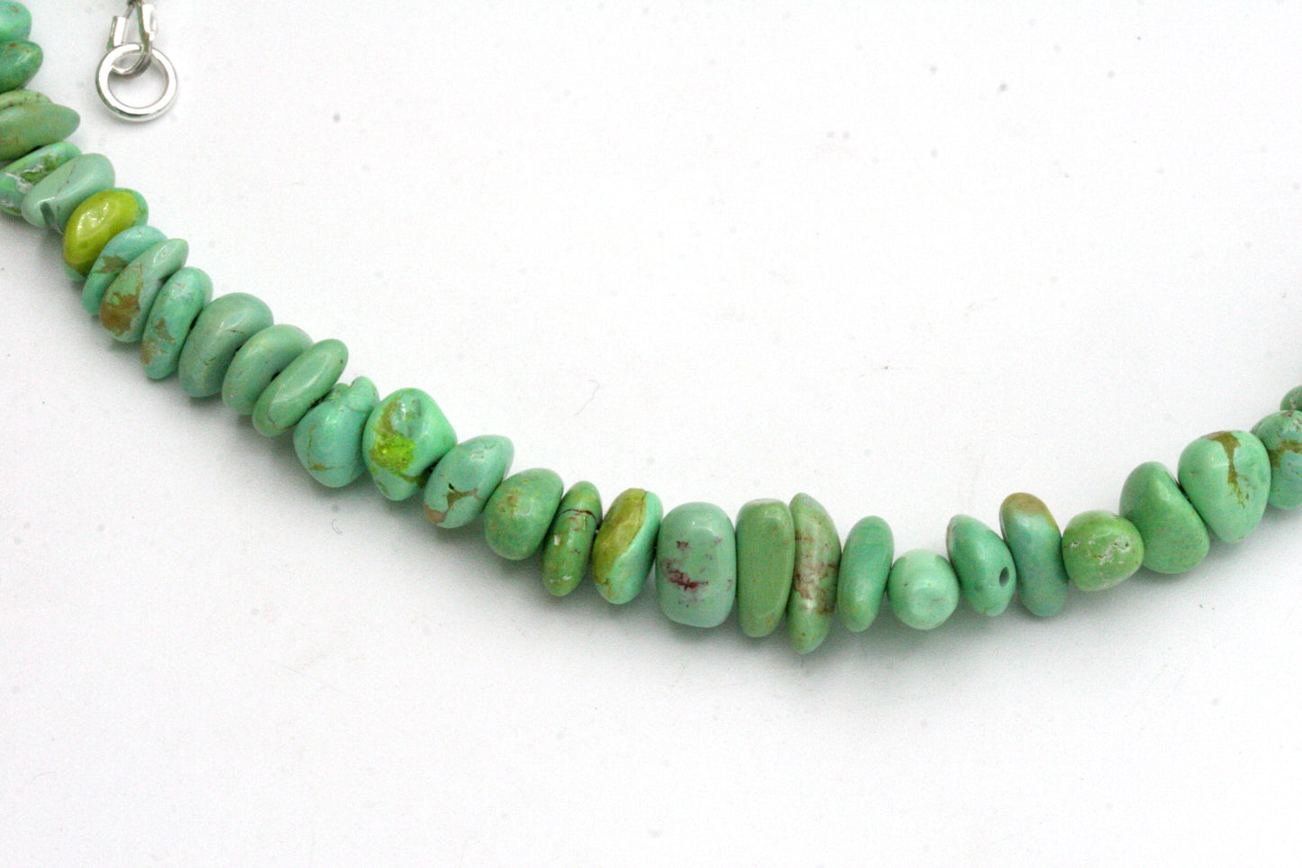 Green Turquoise Beaded Necklace – 19 Inch with Silver Plated Lobster Clasp