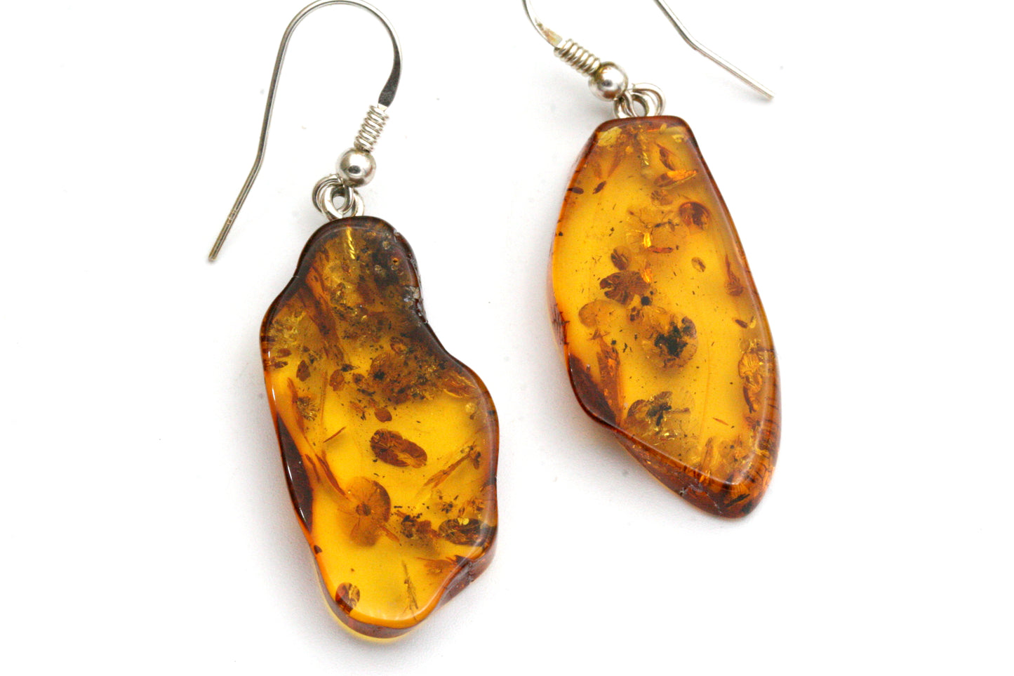 Baltic Amber Slab Earrings – Sterling Silver