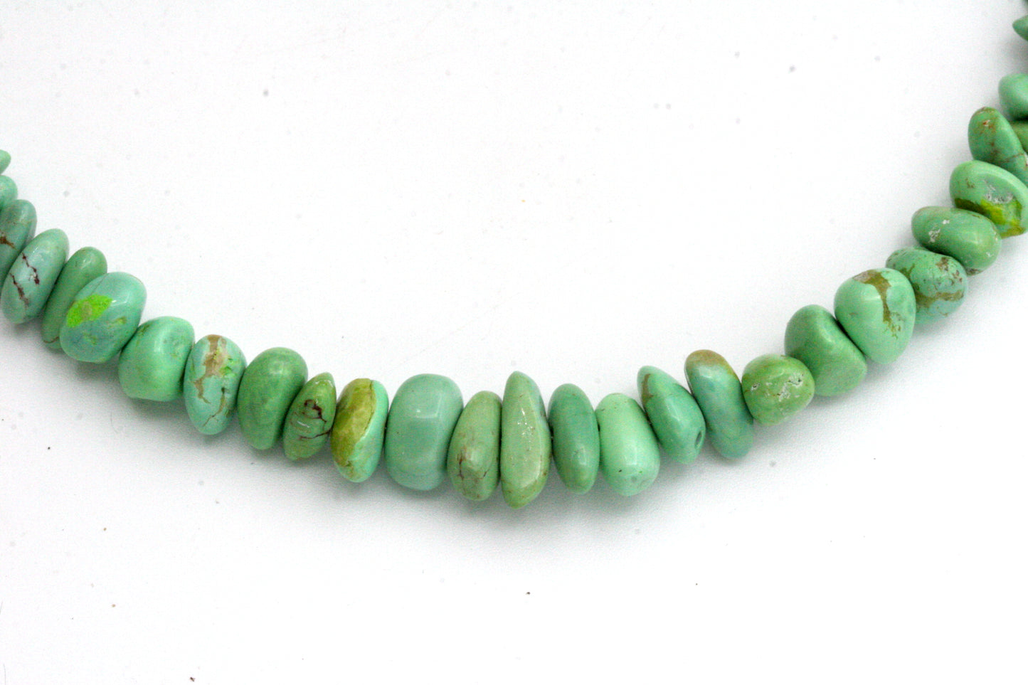 Green Turquoise Beaded Necklace – 19 Inch with Silver Plated Lobster Clasp