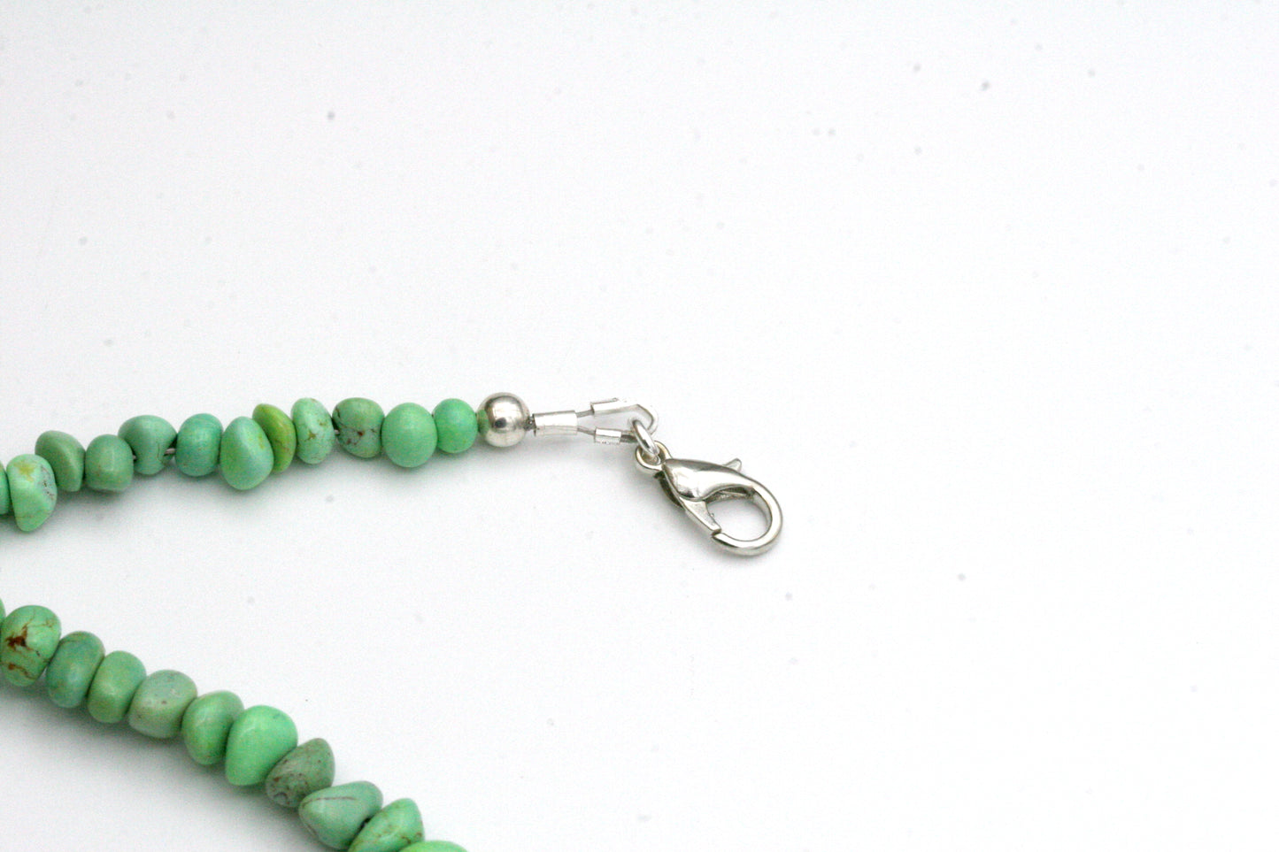 Green Turquoise Beaded Necklace – 19 Inch with Silver Plated Lobster Clasp