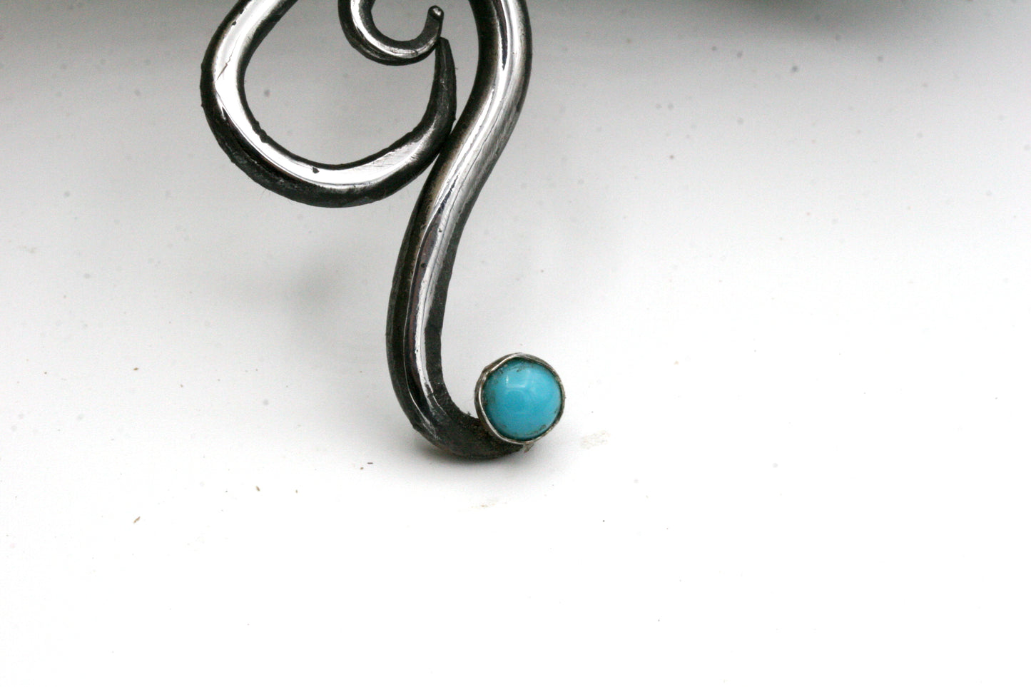Hand Forged Iron Twist Necklace, Lone Mountain Turquoise, 6th Anniversary