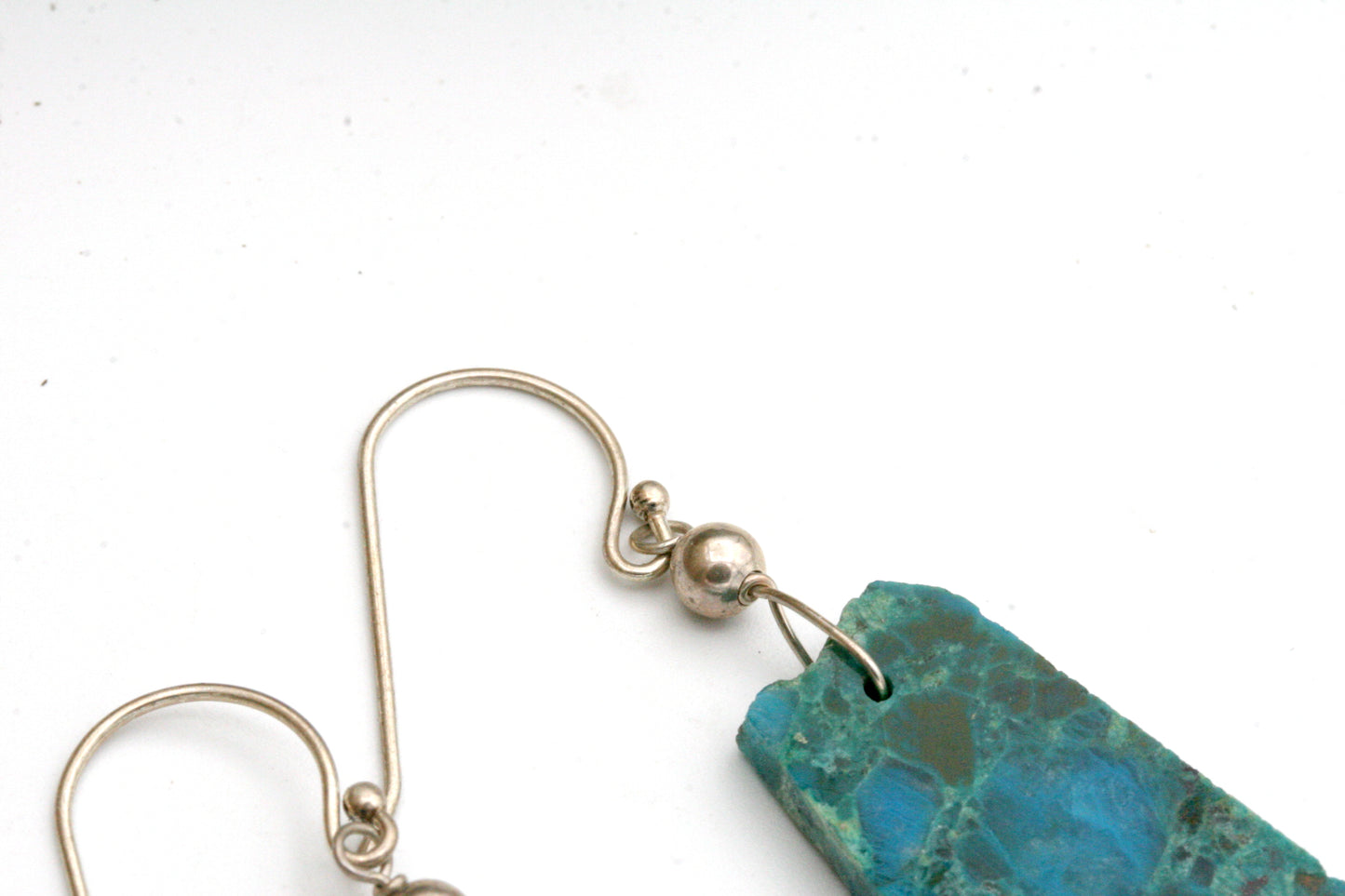 Chrysocolla Malachite Slab Earrings: Sterling Silver Boho Style